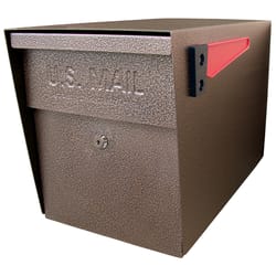 Mail Boss Curbside Modern Galvanized Steel Post Mount Bronze Mailbox