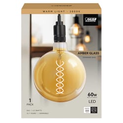 Feit G63 E26 (Medium) Filament LED Bulb Amber White 60 Watt Equivalence 1 pk