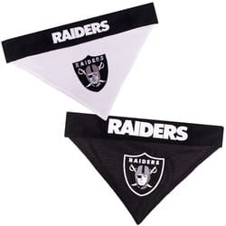 Pets First Black/White Oakland Raiders Cotton/Nylon Dog Collar Bandana Small/Medium