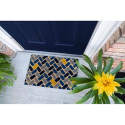 Entryways 17 in. W X 28 in. L Blue Herringbone Coir Door Mat