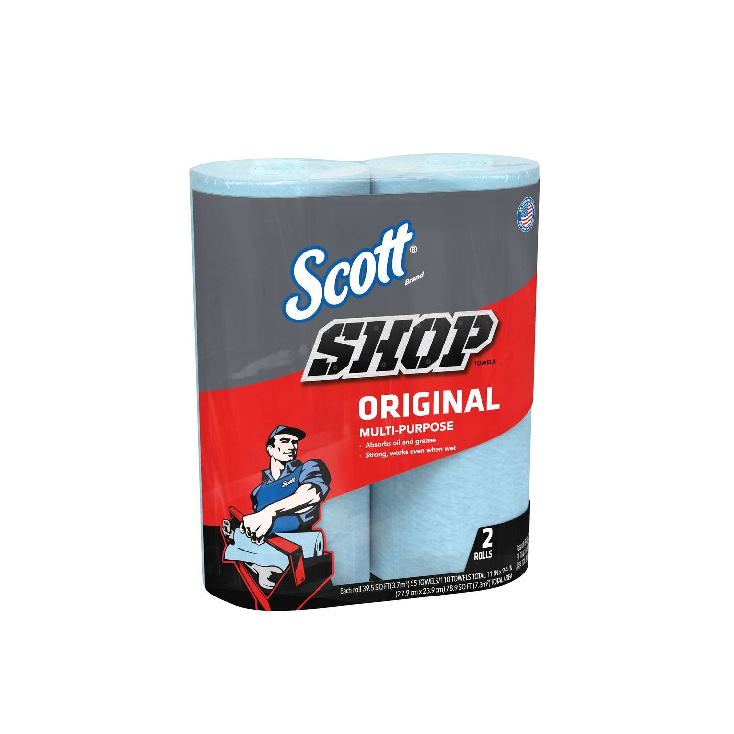 Scott Blue Original Paper Shop Towels 2 Rolls 110 Sheets 