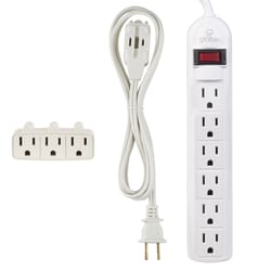 Globe Electric 2.5 ft. L 6 outlets Combo Extension Cord White