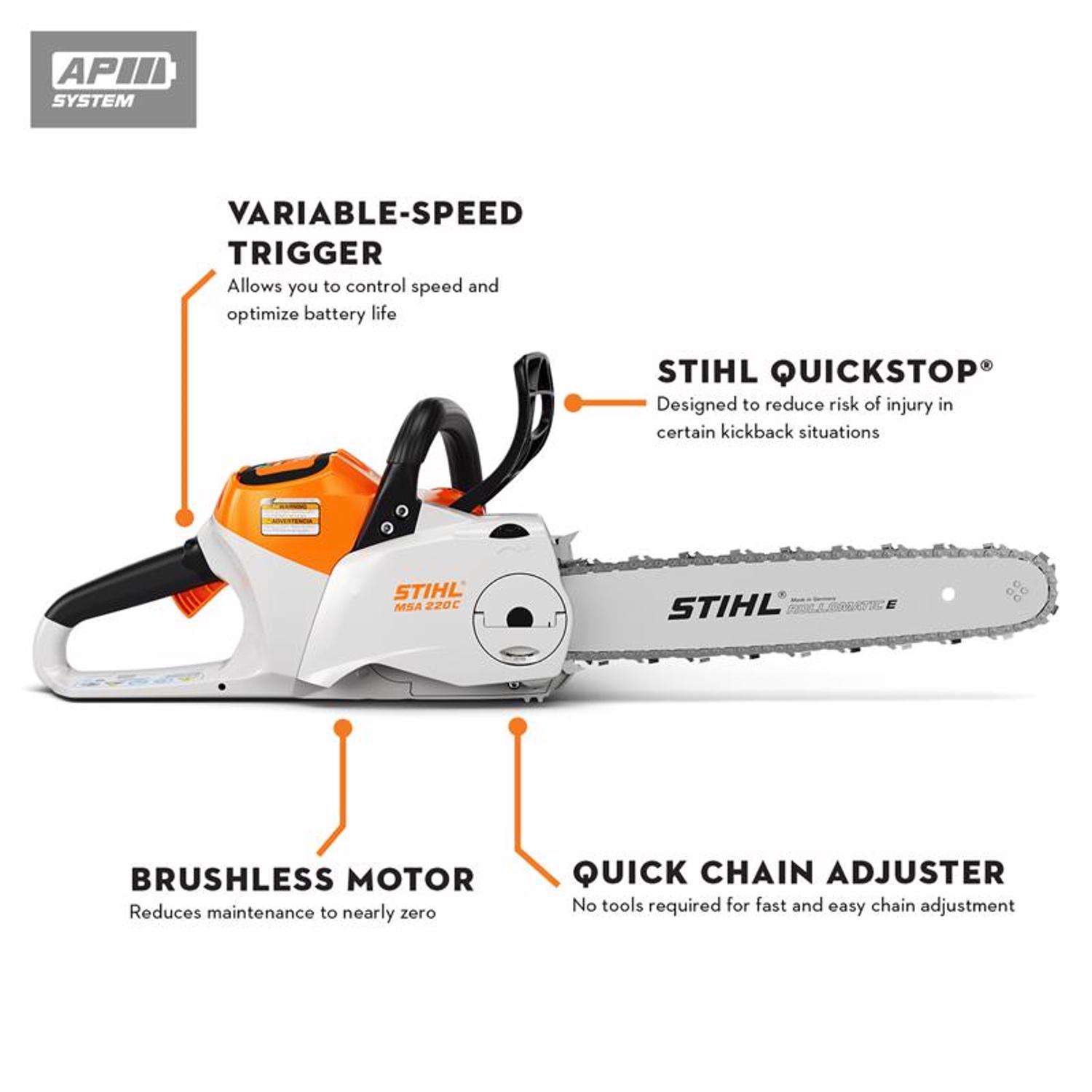 Motosega STIHL MSA 220 C-B a batteria (non inclusa) - Barra 35CM