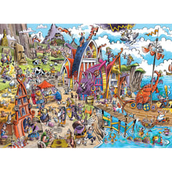 Cobble Hill Doodle Town Viking Village Jigsaw Puzzle 1000 pc