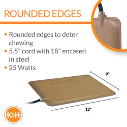 K&H Pet Prodcuts Brown Heated Pet Mat 9 in. W X 12 in. L