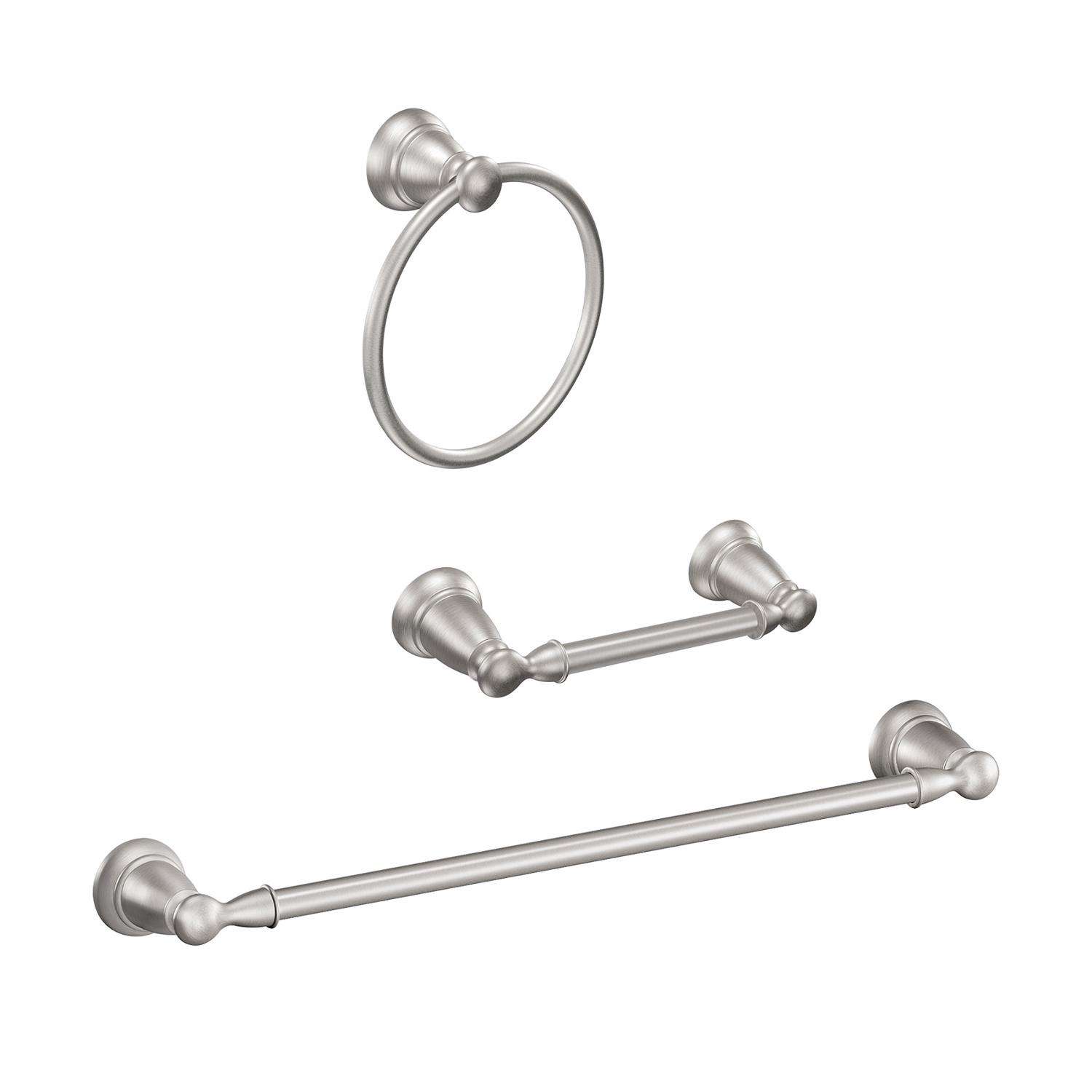 Moen Banbury Brushed Nickel Silver Bathroom Hardware Kit Zinc - Ace ...