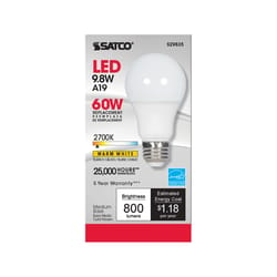 Satco A19 E26 (Medium) LED Bulb Warm White 60 W 1 pk