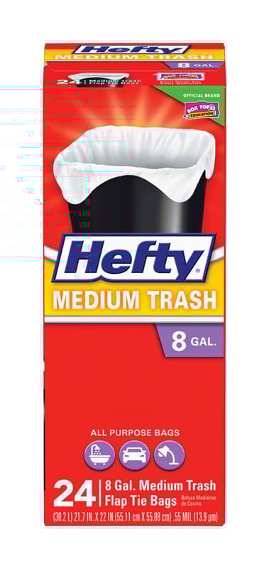 Hefty 8 gal Trash Bags Flap Tie 24 pk - 00E58015 - Decor  sku 00E58015