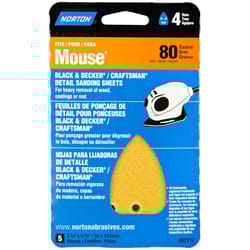 Norton 5-1/4 in. L X 3-3/4 in. W 80 Grit Aluminum Oxide Mouse Sandpaper 5 pk