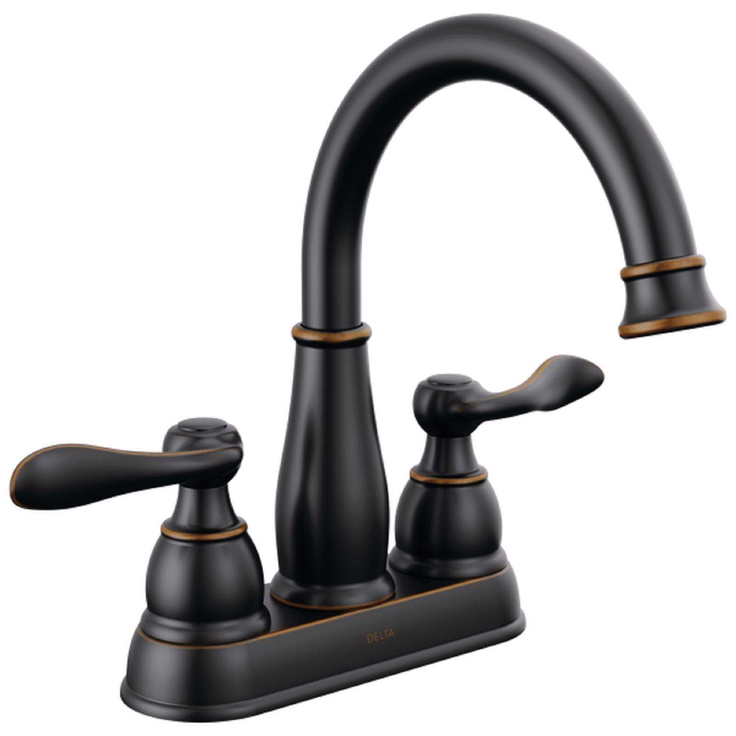 Delta Windemere Oil Rubbed Bronze Centerset Bathroom Sink Faucet 4 in