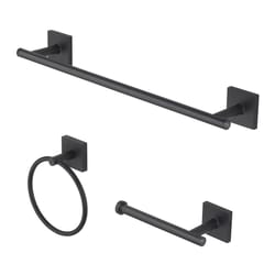 Oakbrook Matte Black Black Zinc Bath Accessory Set