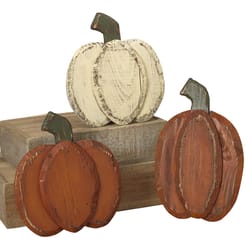 The Gerson Company 9 in. Wooden pumpkins Halloween Decor
