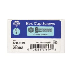 HILLMAN 5/16 in. D X 3/4 in. L Heat Treated Zinc Steel Hex Head Cap Screw 100 pk