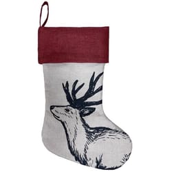 Celebrations Home Multicolored Fireside Elk Print Stocking Indoor Christmas Decor 18 in.