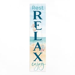 P Graham Dunn Multicolored Wood 60 in. H X 14 in. L X 0.75 in. W Rest Relax Enjoy Porch Sign