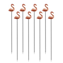 OGGI Gold/Silver Stainless Steel Flamingo Cocktail Picks