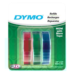 Dymo Self-Adhesive 3/8 in. W X 9.8 ft. L Blue/Green/Red Embossing Label Maker Tape