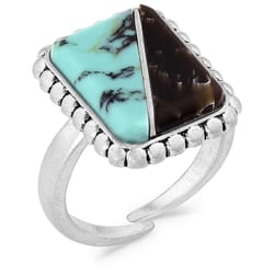 Montana Silversmiths Women's Onyx and Turquoise Sterling Rectangle Silver/Turquoise Ring One Size Fi