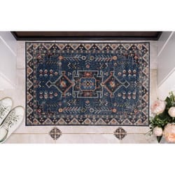 Linon Home Decor Elema 3 ft. W X 2 ft. L Ivory/Navy Washable Polyester Accent Rug