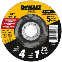 DeWalt 4-1/2 in. D X 5/8 in. Aluminum Oxide Cut-Off Wheel 5 pc