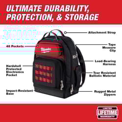 Milwaukee Ultimate Jobsite 18 in. W X 20 in. H Ballistic Nylon Backpack 48 pocket Black/Red 1 pc