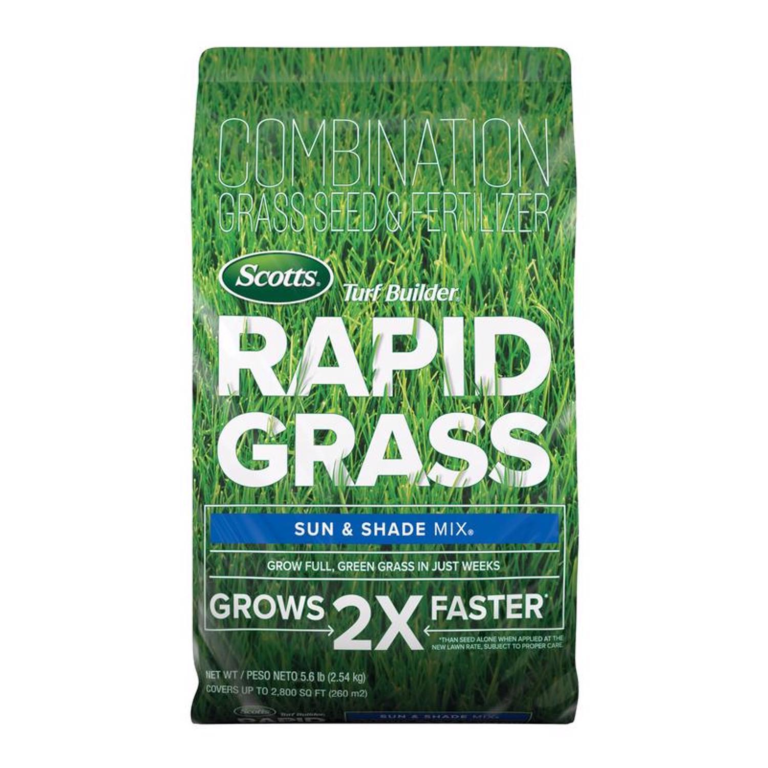 scotts turf builder rapid grass mixed sun or shade grass seed and fertilizer 5.6 lb