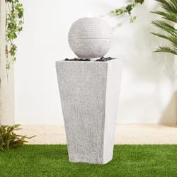 Glitzhome Polyresin White 32 in. H Pedestal & Sphere Fountain