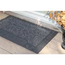 GrassWorx 18 in. W X 30 in. L Black Wipe Your Paws Polyethylene Door Mat