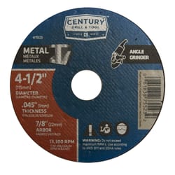 Century Drill & Tool 4-1/2 in. D X 7/8 in. Aluminum Oxide Metal Cutting Wheel 1 pc