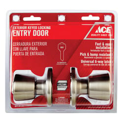 Ace Tulip Satin Stainless Steel Entry Door Knob 1-3/4 in.