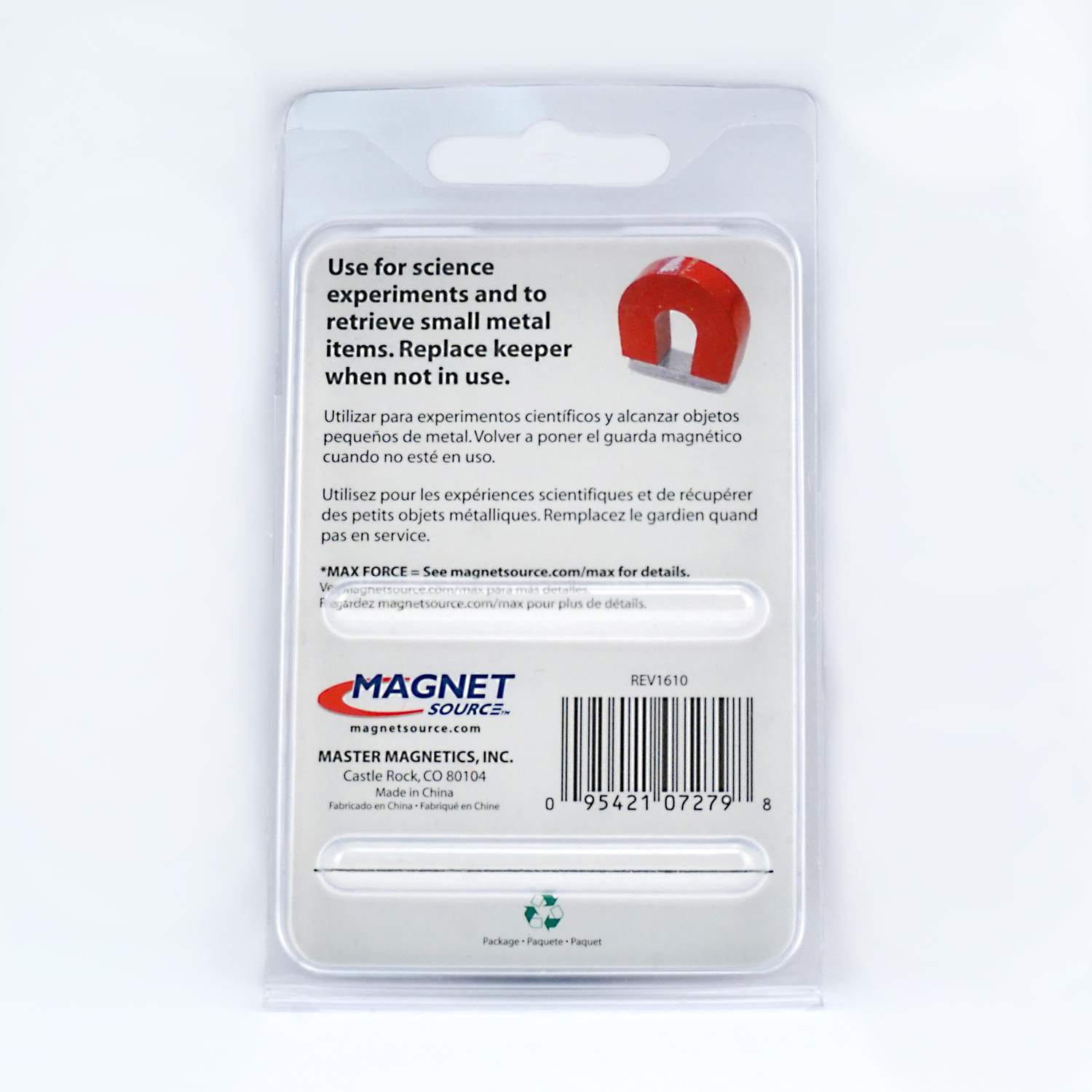Master Magnetics 1 in. Alnico Horseshoe Magnet 2 lb. pull 5.5 MGOe Red ...