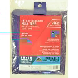 Ace 6 ft. W X 8 ft. L Medium Duty Polyethylene Tarp Blue/Brown