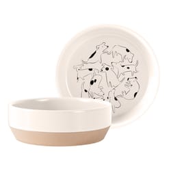 Pet Shop by Fringe Studio Cream Nosey Dog Spot Ceramic Medium Pet Bowl