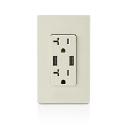 Leviton Decora 20 amps 125 V Light Almond Outlet and USB Charger 5-20R 1 pk