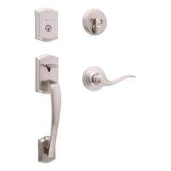 Kwikset Prescott Satin Nickel Entry Handleset 1-3/4 in.