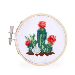 Kikkerland Mini Cross Stitch Cactus Embroidery Kit Cotton/Polyester 1 pk
