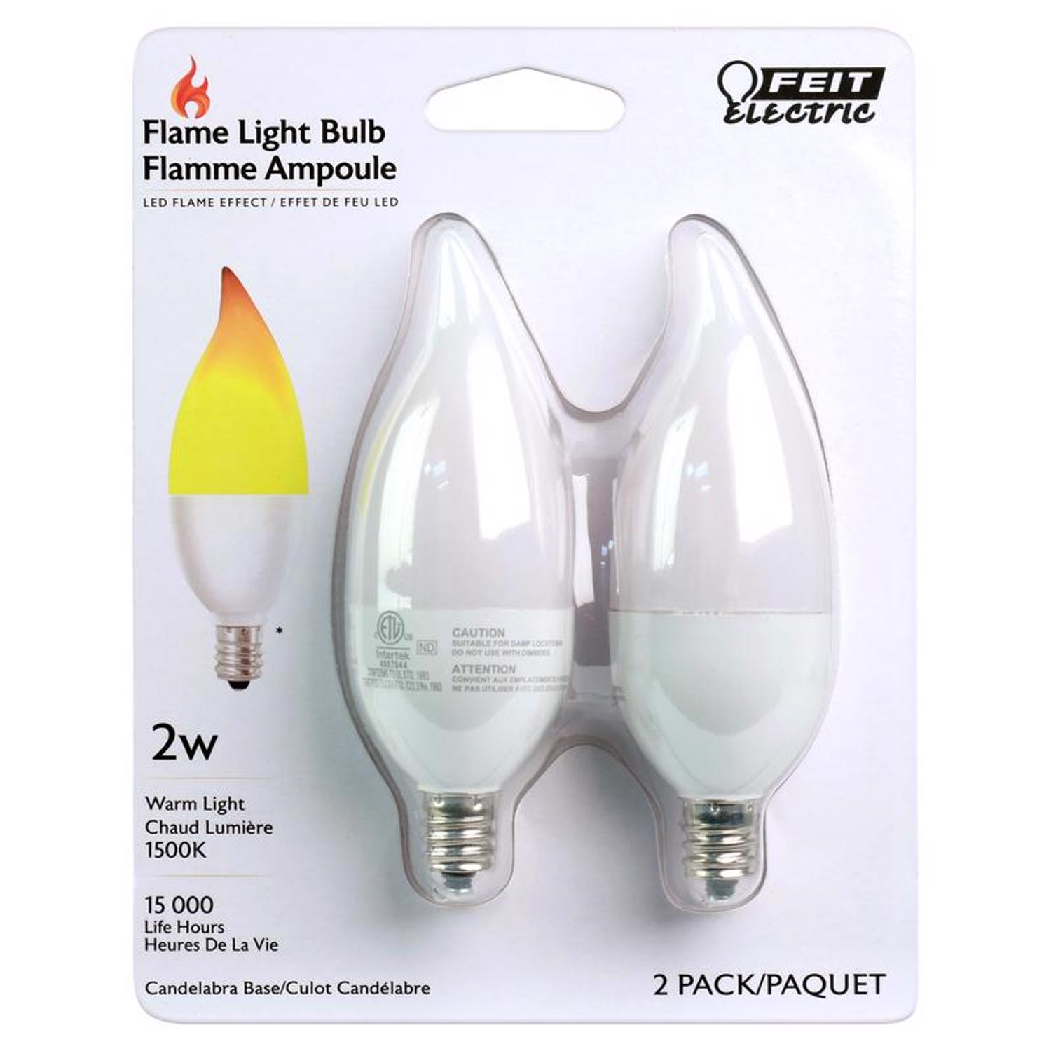 Photos - Light Bulb Warm Feit CA10 (Flame Tip) E12  LED Flame Bulb  White 2 Watt Eq (Candelabra)