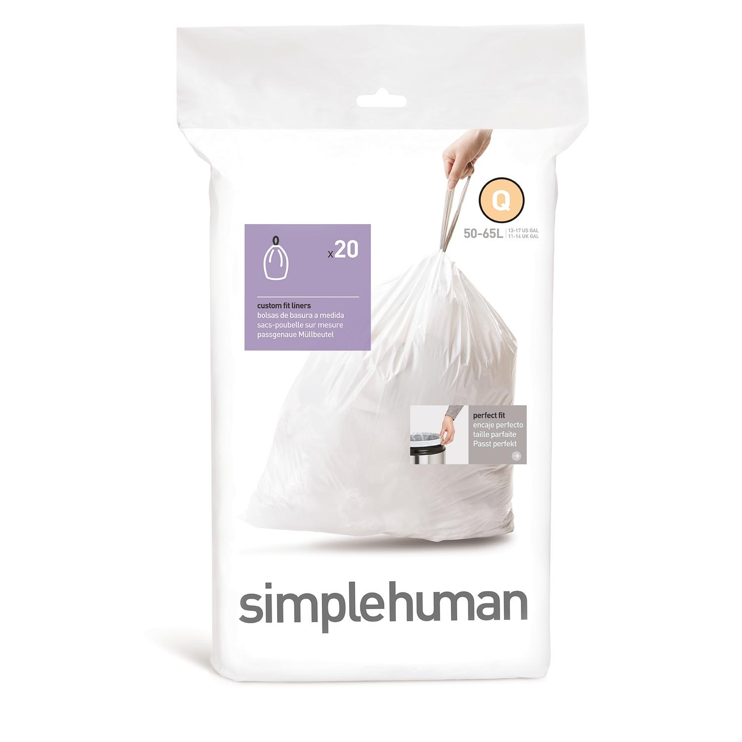 UPC 838810003375 product image for simplehuman Custom Fit Code Q 13 gal. Trash Bag Liner Drawstring 20 pk | upcitemdb.com