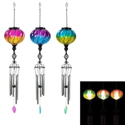 Alpine Assorted Glass/Metal 31 in. Solar Glass Balloon Wind Chime