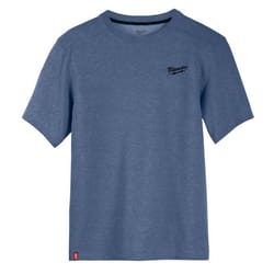 Milwaukee XL Short Sleeve Men's Crew Neck Blue Hybrid Work Tee Shirt