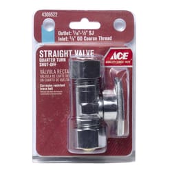 Ace 5/8 in. FPT X 1/2 in. Brass Shut-Off Valve