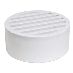 White Plastic Floor Drain Cover - 6-1/8 with Tabs