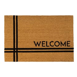 Entryways 36 in. W X 24 in. L Black/Natural Crisscross Welcome Coir Door Mat