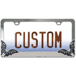 Custom Accessories Silver Metal Butterfly License Plate Frame
