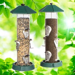 North States Village Wild Bird 1.75 lb Plastic Tube Bird Feeder 6 ports