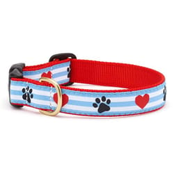 Up Country Blue Pawprint Stripe Nylon Dog Collar Large