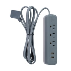 Globe Electric Designer Series 6 ft. L 3 outlets Power Strip with USB Ports Gray 300 J