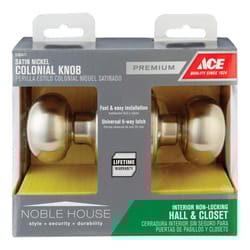Ace Colonial Satin Nickel Passage Door Knob 1-3/4 in.