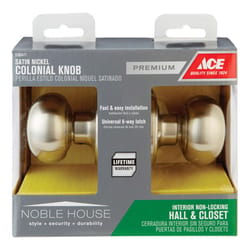 Ace Colonial Satin Nickel Passage Door Knob 1-3/4 in.