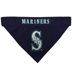 Pets First Black/White Seattle Mariners Cotton/Nylon Dog Collar Bandana Small/Medium